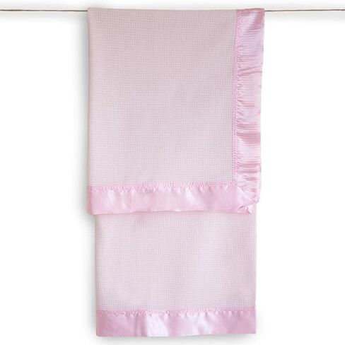 Thermal Waffle Weave Baby Blanket with Satin Nylon Trim (Pink), Oversized in Saudi Arabia