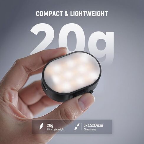 NEEWER ENTRY LEVEL VERSION Magnetic Camera Auxiliary Light for Vlog, 1W Plastic Small Cold Shoe LED Panel Lighting for Phone Cage Action Cam AC024 OSMO Pocket 3 Mount & M21, 3 Modes CRI95+ 250mAh, N14 in Saudi Arabia