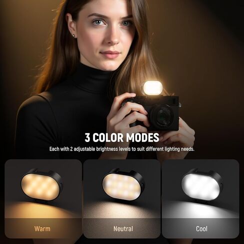 NEEWER ENTRY LEVEL VERSION Magnetic Camera Auxiliary Light for Vlog, 1W Plastic Small Cold Shoe LED Panel Lighting for Phone Cage Action Cam AC024 OSMO Pocket 3 Mount & M21, 3 Modes CRI95+ 250mAh, N14 in Saudi Arabia
