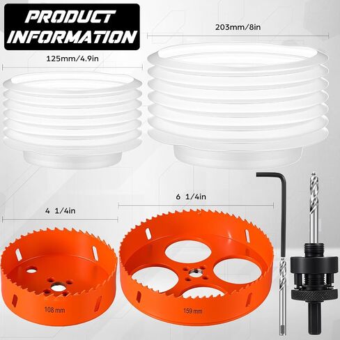 4-1/4 Inch & 6-1/4 Inch Hole Saw for Recessed Lights and Can Lights Drill Hole Cutter with 2 Dust Bowl Dust Collection Construction Kit for Wood Ceiling Plastic Metal Drywall in Kuwait