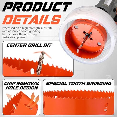 4-1/4 Inch & 6-1/4 Inch Hole Saw for Recessed Lights and Can Lights Drill Hole Cutter with 2 Dust Bowl Dust Collection Construction Kit for Wood Ceiling Plastic Metal Drywall in Kuwait