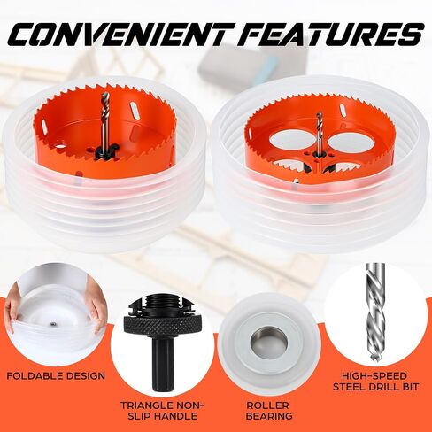 4-1/4 Inch & 6-1/4 Inch Hole Saw for Recessed Lights and Can Lights Drill Hole Cutter with 2 Dust Bowl Dust Collection Construction Kit for Wood Ceiling Plastic Metal Drywall in Kuwait