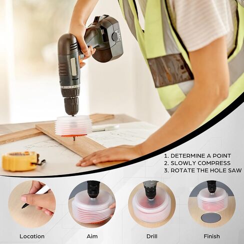 4-1/4 Inch & 6-1/4 Inch Hole Saw for Recessed Lights and Can Lights Drill Hole Cutter with 2 Dust Bowl Dust Collection Construction Kit for Wood Ceiling Plastic Metal Drywall in Kuwait