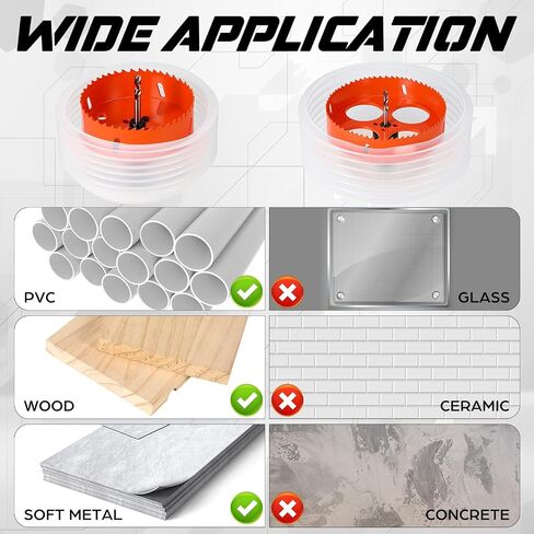 4-1/4 Inch & 6-1/4 Inch Hole Saw for Recessed Lights and Can Lights Drill Hole Cutter with 2 Dust Bowl Dust Collection Construction Kit for Wood Ceiling Plastic Metal Drywall in Kuwait