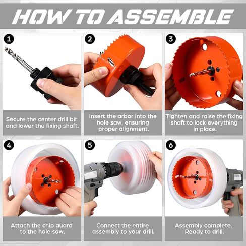 4-1/4 Inch & 6-1/4 Inch Hole Saw for Recessed Lights and Can Lights Drill Hole Cutter with 2 Dust Bowl Dust Collection Construction Kit for Wood Ceiling Plastic Metal Drywall in Kuwait