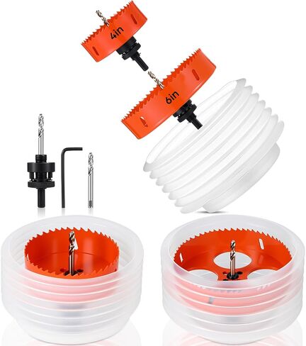 4-1/4 Inch & 6-1/4 Inch Hole Saw for Recessed Lights and Can Lights Drill Hole Cutter with 2 Dust Bowl Dust Collection Construction Kit for Wood Ceiling Plastic Metal Drywall in Kuwait