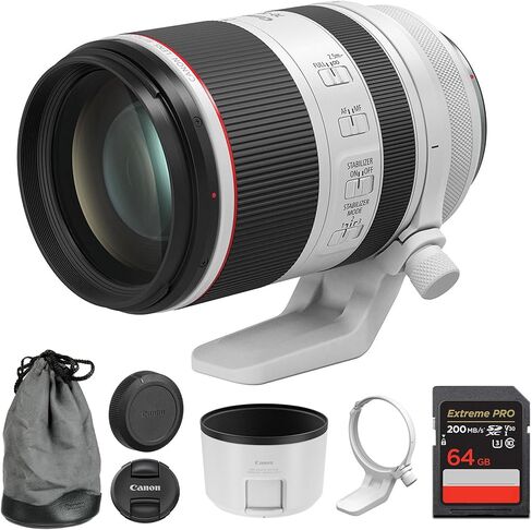 Canon RF 70-200mm f/2.8 L هو عدسة USM | براعة مؤيدة للمستوى في تصميم مضغوط (3792C002) + بطاقة ذاكرة 64 جيجابايت in Kuwait