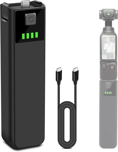 مقبض بطارية Pocket 3 متوافق مع كاميرا DJI Osmo Pocket 3 ، استبدال الطاقة المحمولة 5000mAh ، تم إنشاؤه في 22.5 ساعة شحن سريع للبطارية وفتحة خيط 1/4 بوصة (1pcs) in Saudi Arabia