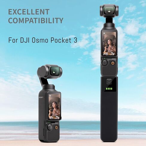 مقبض بطارية Pocket 3 متوافق مع كاميرا DJI Osmo Pocket 3 ، استبدال الطاقة المحمولة 5000mAh ، تم إنشاؤه في 22.5 ساعة شحن سريع للبطارية وفتحة خيط 1/4 بوصة (1pcs) in Saudi Arabia