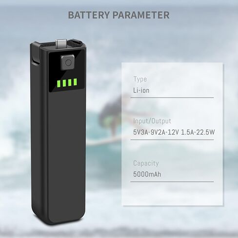 مقبض بطارية Pocket 3 متوافق مع كاميرا DJI Osmo Pocket 3 ، استبدال الطاقة المحمولة 5000mAh ، تم إنشاؤه في 22.5 ساعة شحن سريع للبطارية وفتحة خيط 1/4 بوصة (1pcs) in Saudi Arabia