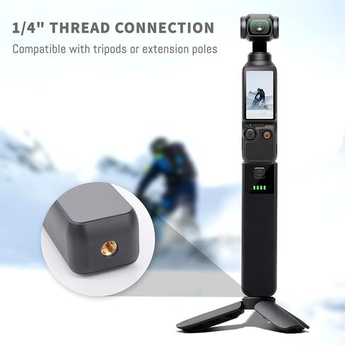 مقبض بطارية Pocket 3 متوافق مع كاميرا DJI Osmo Pocket 3 ، استبدال الطاقة المحمولة 5000mAh ، تم إنشاؤه في 22.5 ساعة شحن سريع للبطارية وفتحة خيط 1/4 بوصة (1pcs) in Saudi Arabia