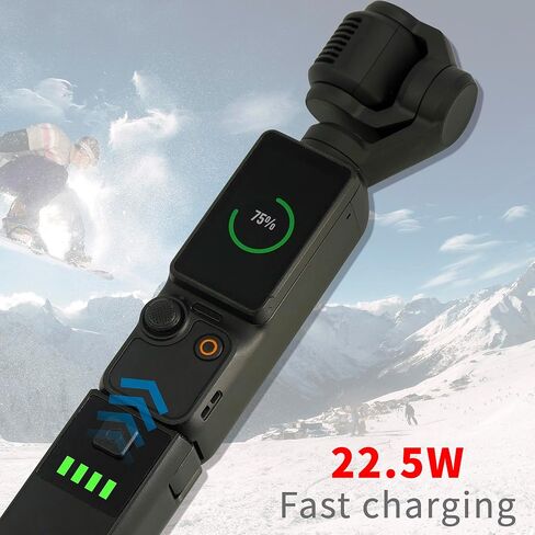 مقبض بطارية Pocket 3 متوافق مع كاميرا DJI Osmo Pocket 3 ، استبدال الطاقة المحمولة 5000mAh ، تم إنشاؤه في 22.5 ساعة شحن سريع للبطارية وفتحة خيط 1/4 بوصة (1pcs) in Saudi Arabia