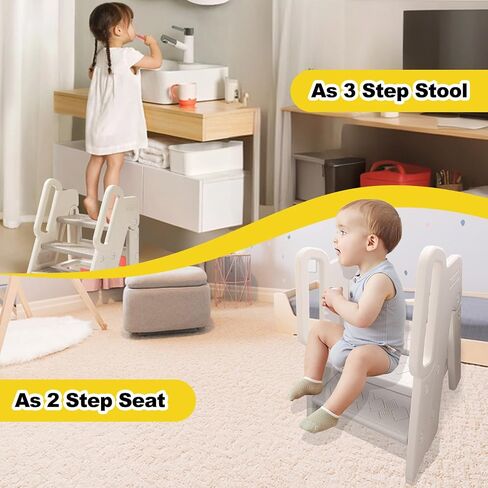 Kids Step Stool for Bathroom, Non-Slip Toddler Step Stool Kitchen Helper, 150lbs Load Bearing Foldable Toddler Tower for Kitchen Counter, Kids Stool for Bathroom Sink in Saudi Arabia