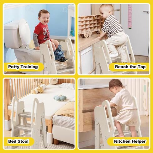 Kids Step Stool for Bathroom, Non-Slip Toddler Step Stool Kitchen Helper, 150lbs Load Bearing Foldable Toddler Tower for Kitchen Counter, Kids Stool for Bathroom Sink in Saudi Arabia