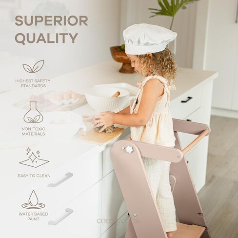 Comfy Cubs Kids Step Stool for Ages 3+, 3 Height Adjustable Toddler Tower, Montessori Furniture Designed in the US - Toddler Standing Tower for Kitchen Sink & Bathroom Access - Sage in Saudi Arabia