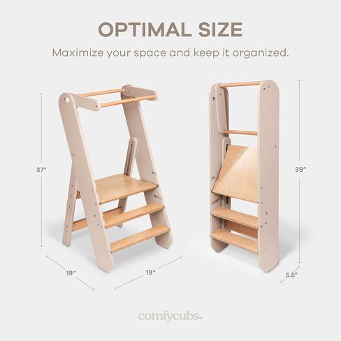 Comfy Cubs Kids Step Stool for Ages 3+, 3 Height Adjustable Toddler Tower, Montessori Furniture Designed in the US - Toddler Standing Tower for Kitchen Sink & Bathroom Access - Sage in Saudi Arabia