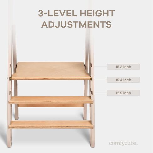 Comfy Cubs Kids Step Stool for Ages 3+, 3 Height Adjustable Toddler Tower, Montessori Furniture Designed in the US - Toddler Standing Tower for Kitchen Sink & Bathroom Access - Sage in Saudi Arabia