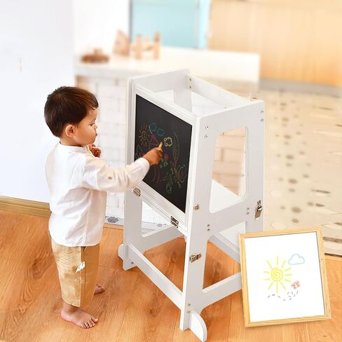 Moob Child Stower Tower Kids Kitch Strop Stool Toddler Wood Getsping ، Proulchildren's Audtle Right Breats Tower Towdler Towdler Tower ، برج 4 في 1 للتعلم in Kuwait