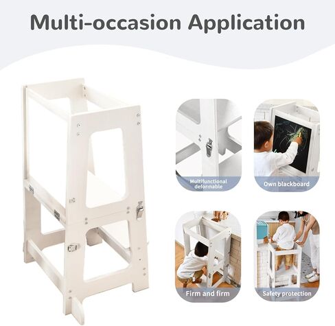 Moob Child Stower Tower Kids Kitch Strop Stool Toddler Wood Getsping ، Proulchildren's Audtle Right Breats Tower Towdler Towdler Tower ، برج 4 في 1 للتعلم in Kuwait