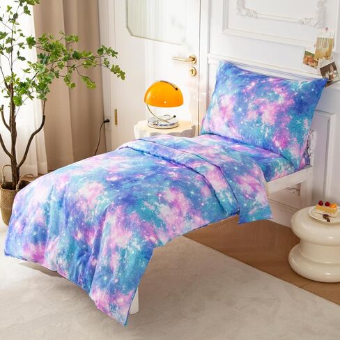 SDIII 4 Piece Strawberry Toddler Bedding Set, Kawaii Fruit Printed Pink Toddler Bedding Girl with Comforter, Fitted Sheet, Flat Sheet, Pillowcase in Kuwait
