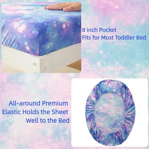 SDIII 4 Piece Strawberry Toddler Bedding Set, Kawaii Fruit Printed Pink Toddler Bedding Girl with Comforter, Fitted Sheet, Flat Sheet, Pillowcase in Kuwait