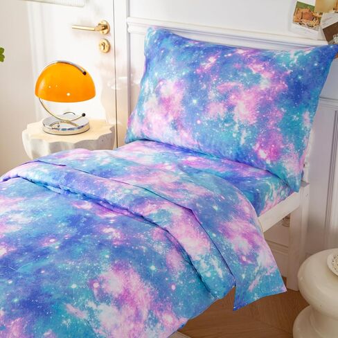 SDIII 4 Piece Strawberry Toddler Bedding Set, Kawaii Fruit Printed Pink Toddler Bedding Girl with Comforter, Fitted Sheet, Flat Sheet, Pillowcase in Kuwait