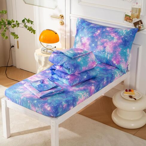 SDIII 4 Piece Strawberry Toddler Bedding Set, Kawaii Fruit Printed Pink Toddler Bedding Girl with Comforter, Fitted Sheet, Flat Sheet, Pillowcase in Kuwait