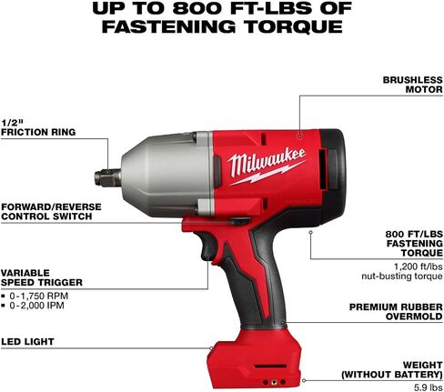 Milwaukee Electric - M18TRADE BRUSHLESS 1/2 HIGH Torque Impact WRENC in Saudi Arabia