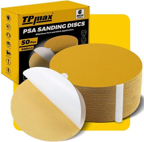 6-Inch 80-Grit Gold PSA Sanding Discs, 40 Pack – Pro-Grade Self-Adhesive Stickyback Sandpaper with Quick-Release Tabs for DA Sander, Medium-Coarse Automotive/Wood/Metal Sanding in Kuwait