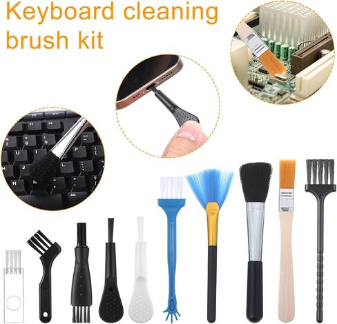 BEWUDY 10 PCS Mini Keyboard Cleaning Kit ، فرش تنظيف الغبار الإلكترونية المضادة للثبات مع شعيرات PP ، للوحة مفاتيح الكمبيوتر ، اللوحة الأم ، الكاميرا ، مساحة صغيرة in Kuwait