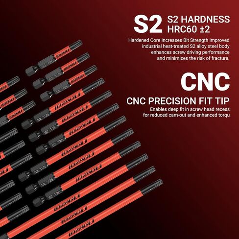 10-Piece T30 Torx Bits, 2'' to 6'' (50-152mm), Magnetic T30 Torx Bits for Impact Driver, 1/4 Inch Hex Shank | S2 Steel in Kuwait