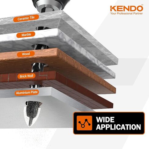 KENDO 10PCS Cement Drill Bit Set, 3/16"-1/2" Masonry Drill Bits Set, Tungsten Carbide Tip, Professional Concrete Drill Bit Set for Cement, Brick, Tile, Wood, Plastic, Glass and Ceramic Tile in Kuwait