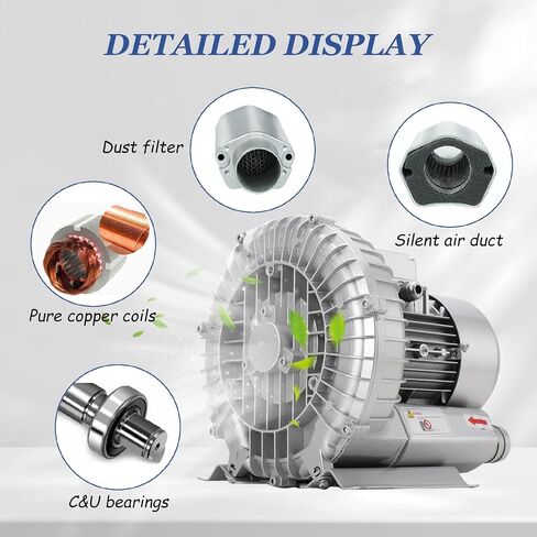 المنفاخ التجديدي 370W ، منفاخ الطرد المركزي حلقة من سبيكة الألومنيوم لتهوية الأسماك البركة ، منفاخ دوامة المرحلة الواحدة لأنظمة معالجة الصرف الصحي in Kuwait