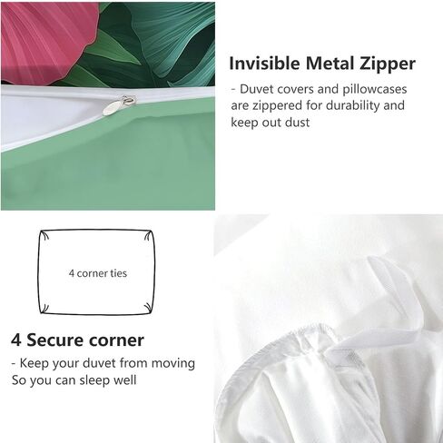 Duvet Cover Toddler Size, Reversible 2 Pieces Love Birds and Poppies Duvet Cover Set, Light Green Bedding Set for All Season, Soft Microfiber Bedding Set with Zipper Closure & Corner Ties - 42" x 58" in Saudi Arabia