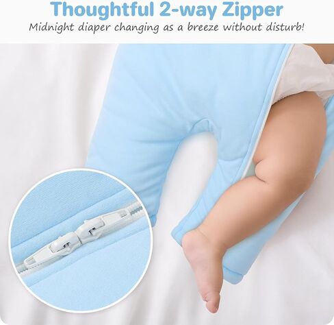 Organic Cotton Baby Sleep Sack with Legs Warm Winter 3-6 Months 2.5 Tog, Wearable Blanket Sleeping Bag for Easy Diaper Changing Transitional Unisex Sleep sacks for Newborn Infant Girls Boys Blue in Kuwait