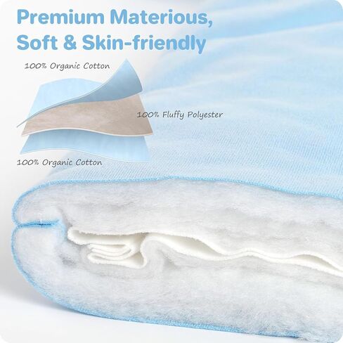 Organic Cotton Baby Sleep Sack with Legs Warm Winter 3-6 Months 2.5 Tog, Wearable Blanket Sleeping Bag for Easy Diaper Changing Transitional Unisex Sleep sacks for Newborn Infant Girls Boys Blue in Kuwait
