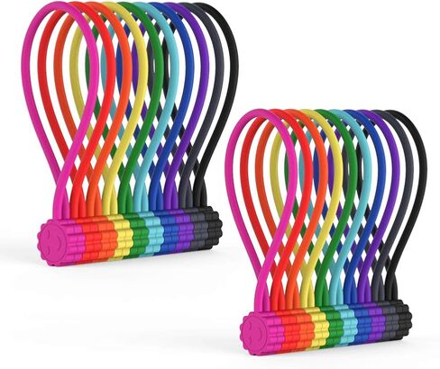 Rich&Ray Magnetic Reusable Silicone Cable Ties, Phone Cord Holder 7.48'' | For Headphone Cables, Charging Cable Organizer, Book Markers, Hanging Stuff in Kuwait