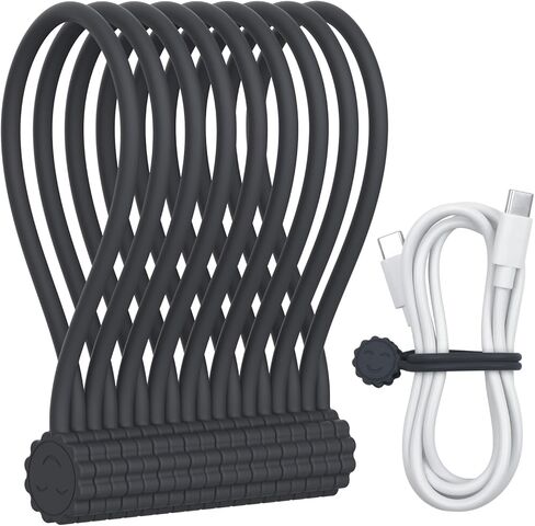 Rich&Ray Magnetic Reusable Silicone Cable Ties, Phone Cord Holder 7.48'' | For Headphone Cables, Charging Cable Organizer, Book Markers, Hanging Stuff in Kuwait