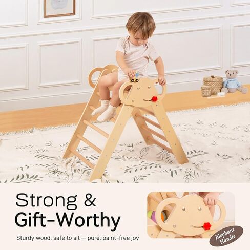 Wingyz 8-in-1 Pikler Triangle Set-Wooden Climbing Toys مع وسادة ، قوس ، منحدر وسلم | Montessori Toddler Climber Indoor Jungle Gym for Kids (Blue) in Kuwait