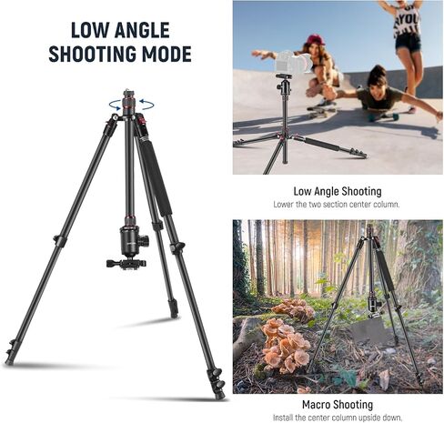 NEEWER 77" Camera Tripod Monopod with Cell Phone Holder Compatible with iPhone for Video Recording, Compact Aluminum Lightweight Travel Stand with Ball Head QR Plate Bag Cleaning Cloth, Max Load 34lbs in Saudi Arabia