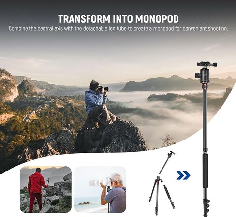 NEEWER 77" Camera Tripod Monopod with Cell Phone Holder Compatible with iPhone for Video Recording, Compact Aluminum Lightweight Travel Stand with Ball Head QR Plate Bag Cleaning Cloth, Max Load 34lbs in Saudi Arabia