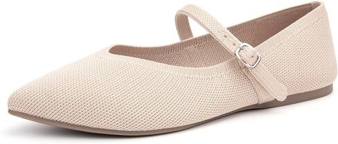 شقق للنساء متماسكة الباليه مسطحة في إصبع القدم مع حزام الكاحل قابلة للغسل in Kuwait