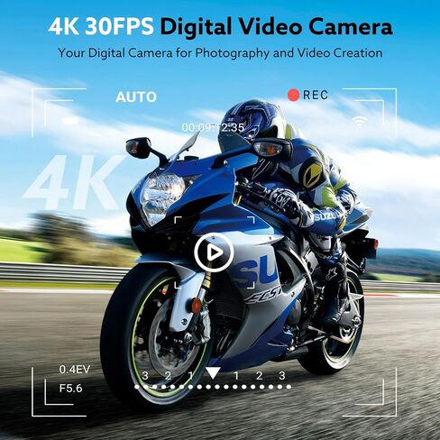 الكاميرا الرقمية ، كاميرات 4K 64 ميجابكسل للتصوير الفوتوغرافي مع شاشة 3 "180 درجة ، كاميرا 16x Vlogging لـ YouTube مع بطاقة SD Micro 64 جيجابايت للمبتدئين ، المراهقين in Saudi Arabia