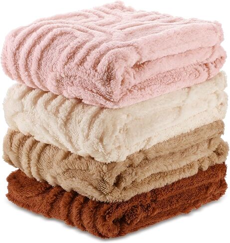 4 Pcs 3D Boho Baby Blanket for Girls Boys Fluffy Baby Blanket Soft Warm Infant Newborn Toddler Receiving Swaddling Blankets Infant Gift, 32" x 24" (Rainbow) in Kuwait