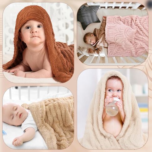 4 Pcs 3D Boho Baby Blanket for Girls Boys Fluffy Baby Blanket Soft Warm Infant Newborn Toddler Receiving Swaddling Blankets Infant Gift, 32" x 24" (Rainbow) in Kuwait