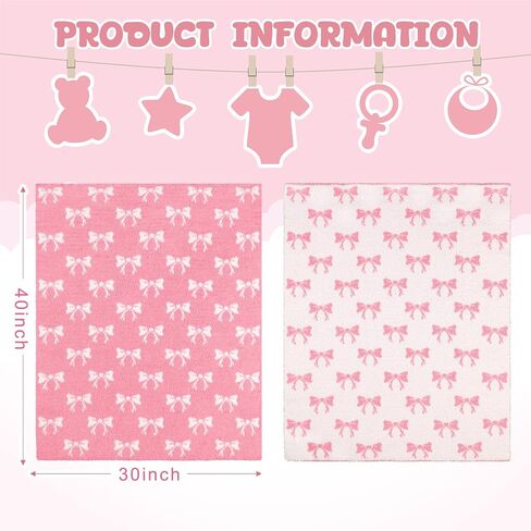 30 × 40 بوصة قوس وردي بطانيات طفل ميكروفبور فتيات حديثي الولادة قماط بطانية Coquette Plush Preppy Stuffy لتلقي طفلة الطفل الولادة طفل الأطفال in Saudi Arabia