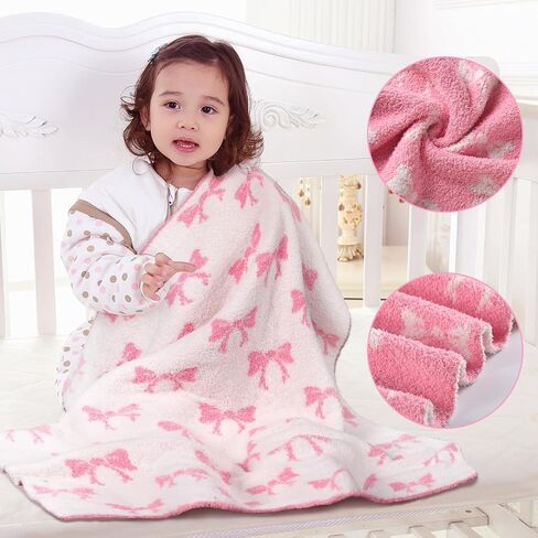 30 × 40 بوصة قوس وردي بطانيات طفل ميكروفبور فتيات حديثي الولادة قماط بطانية Coquette Plush Preppy Stuffy لتلقي طفلة الطفل الولادة طفل الأطفال in Saudi Arabia