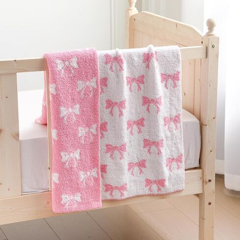 30 × 40 بوصة قوس وردي بطانيات طفل ميكروفبور فتيات حديثي الولادة قماط بطانية Coquette Plush Preppy Stuffy لتلقي طفلة الطفل الولادة طفل الأطفال in Saudi Arabia