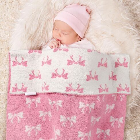 30 × 40 بوصة قوس وردي بطانيات طفل ميكروفبور فتيات حديثي الولادة قماط بطانية Coquette Plush Preppy Stuffy لتلقي طفلة الطفل الولادة طفل الأطفال in Saudi Arabia
