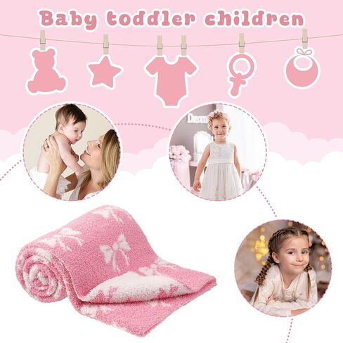 30 × 40 بوصة قوس وردي بطانيات طفل ميكروفبور فتيات حديثي الولادة قماط بطانية Coquette Plush Preppy Stuffy لتلقي طفلة الطفل الولادة طفل الأطفال in Saudi Arabia